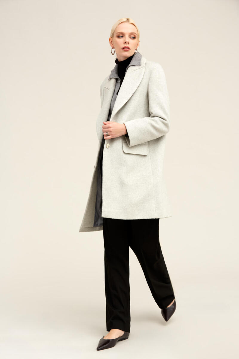 Gri Regular Fit Ceket Yaka Kaşe Oversize Manto - Saykı Woman (1)