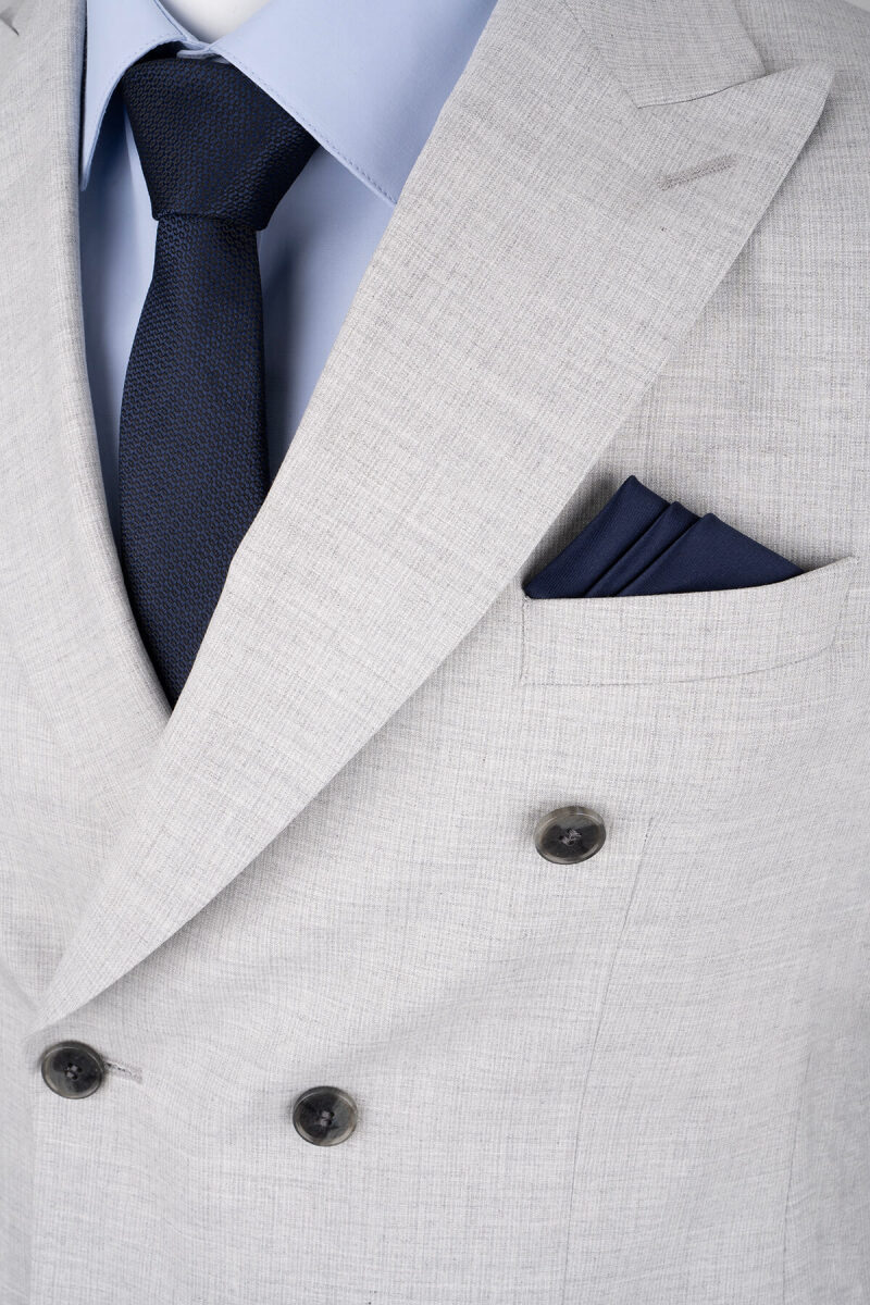 Gri Regular Fit Çizgili Kruvaze Klasik Takım Elbise - Hatemoğlu (1)