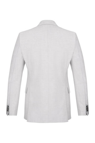 Gri Regular Fit Çizgili Kruvaze Klasik Takım Elbise - 3