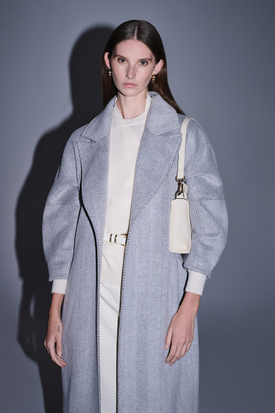 Saykı Woman Gri Regular Fit Desenli Mono Yaka Manto - 1