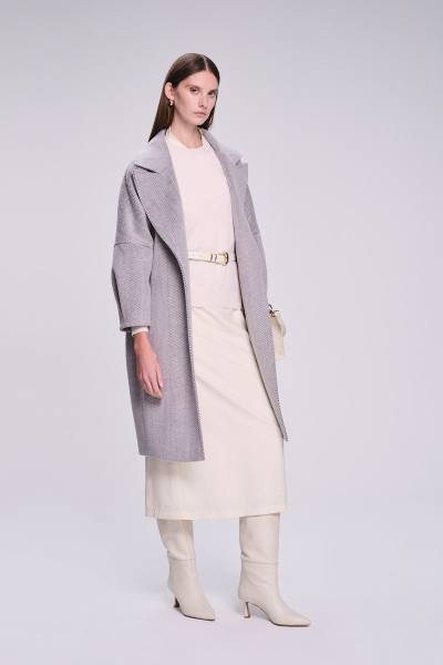 Saykı Woman Gri Regular Fit Desenli Mono Yaka Manto - 3