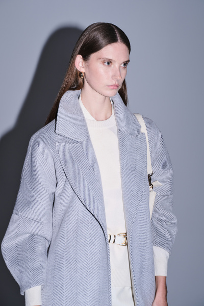 Saykı Woman Gri Regular Fit Desenli Mono Yaka Manto - 4