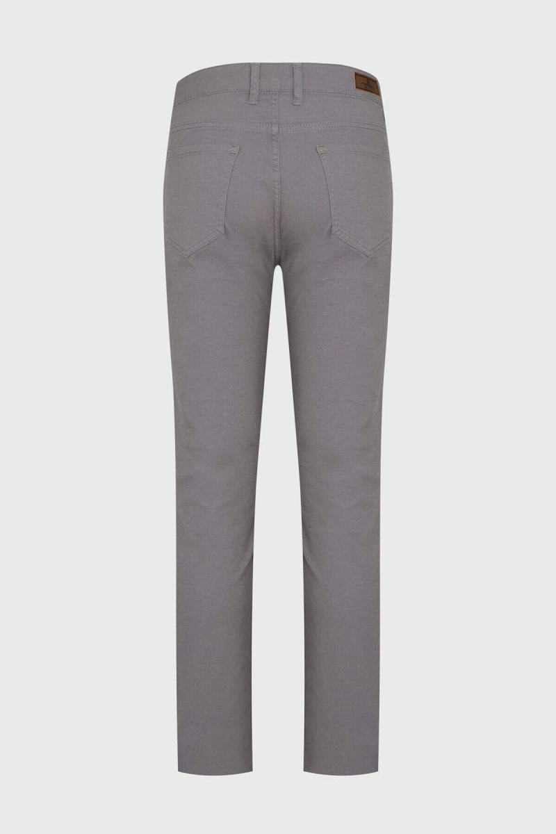 Gri Regular Fit Desenli Pamuklu 5 Cep Kanvas Pantolon - Hatem Saykı (1)