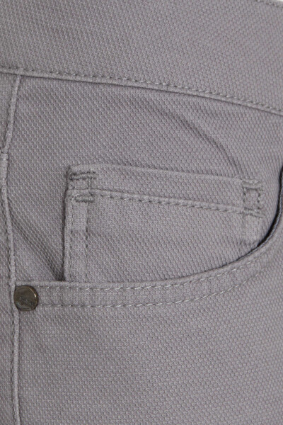 Gri Regular Fit Desenli Pamuklu 5 Cep Kanvas Pantolon - 3