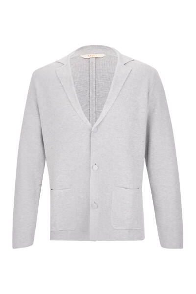 Gri Regular Fit Düğmeli Triko Ceket - 1