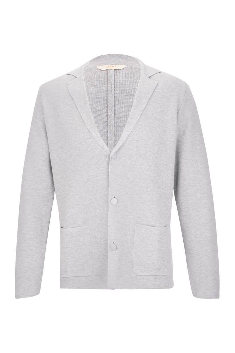 Gri Regular Fit Düğmeli Triko Ceket - Saykı