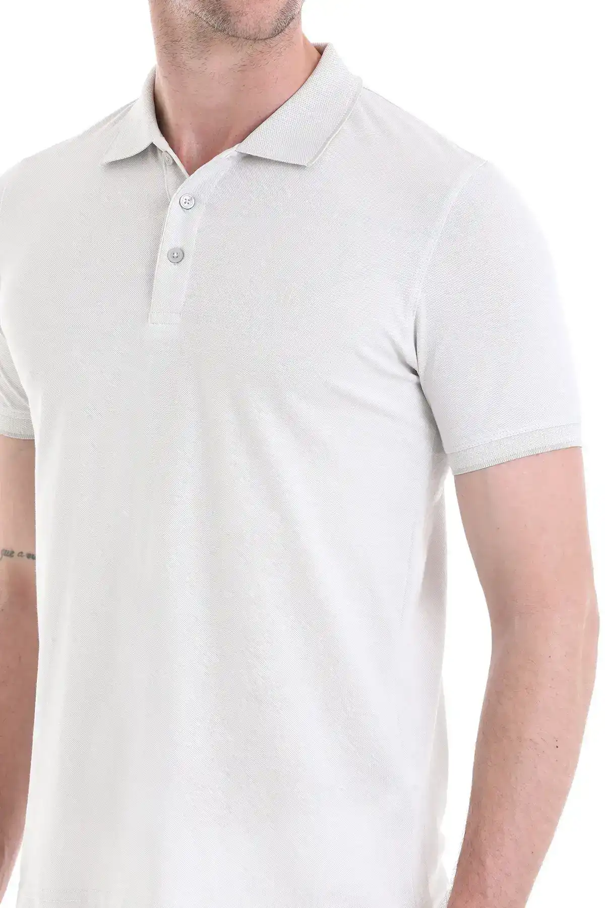 Gri Regular Fit 100% Pamuklu Polo Yaka Tişört - 5