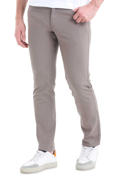 Gri Regular Fit 5 Cep Pamuklu Kanvas Pantolon - 3