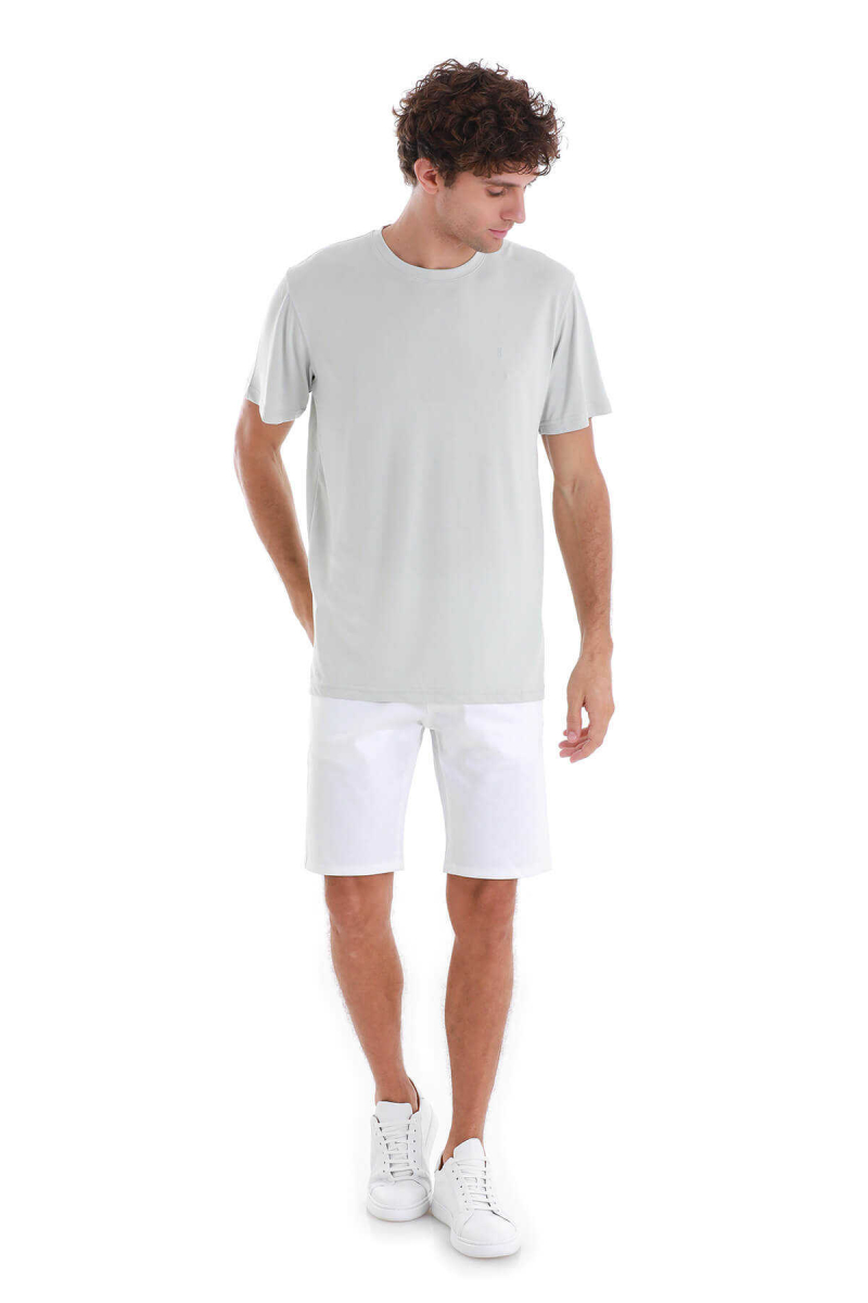 Gri Regular Fit Bisiklet Yaka Tişört - Hatem Saykı (1)