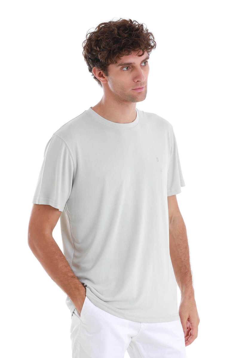 Gri Regular Fit Bisiklet Yaka Tişört - Hatem Saykı (1)