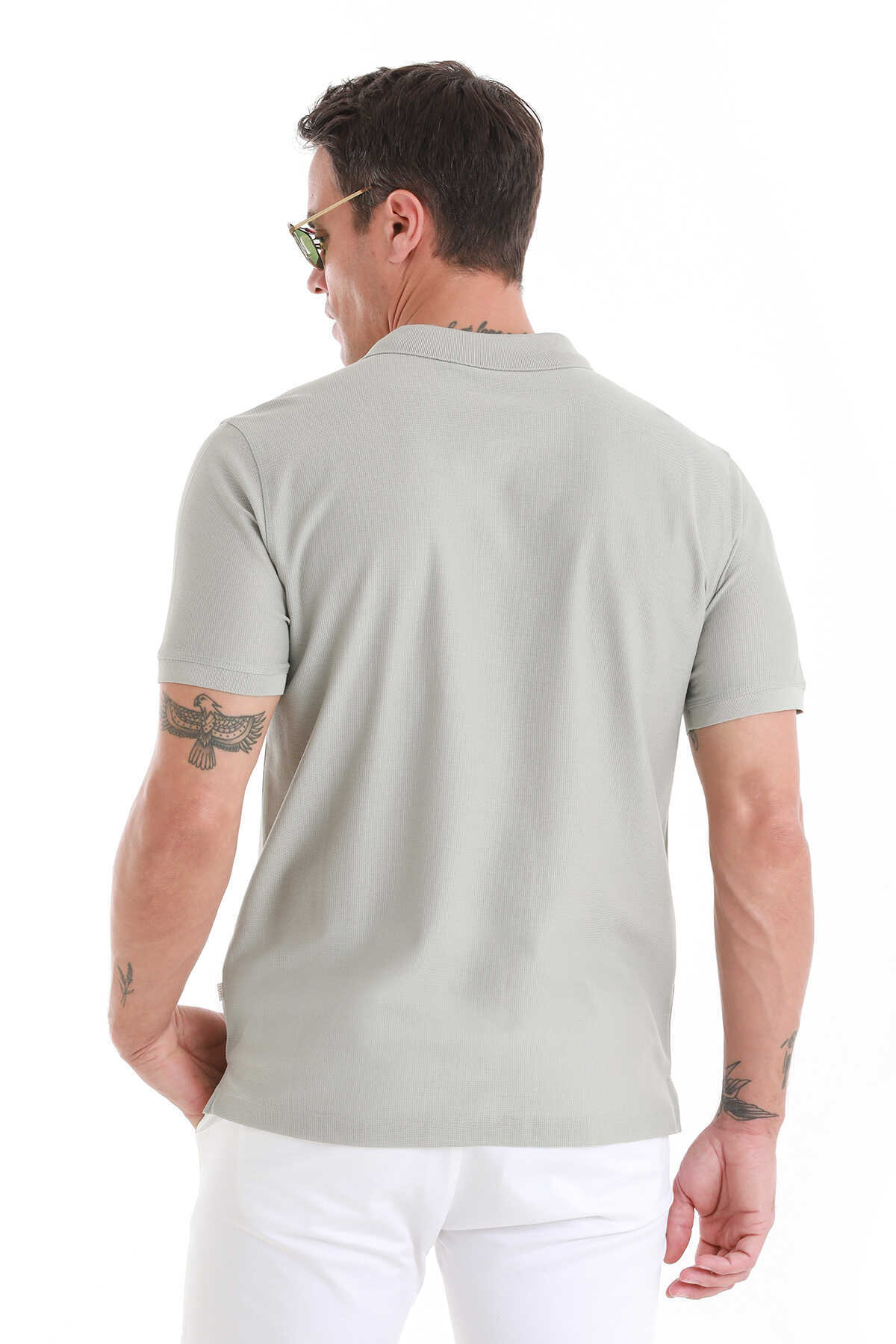 Gri Regular Fit Merserize Polo Yaka 100% Pamuk Tişört - 6
