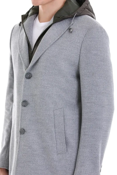 Gri Regular Fit Mono Yaka Kapüşonlu Palto - 6