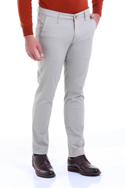 Gri Regular Fit Düz Pamuklu Yandan Cep Kanvas Pantolon - 1