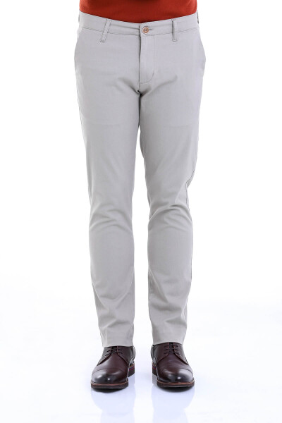 Gri Regular Fit Düz Pamuklu Yandan Cep Kanvas Pantolon - 2