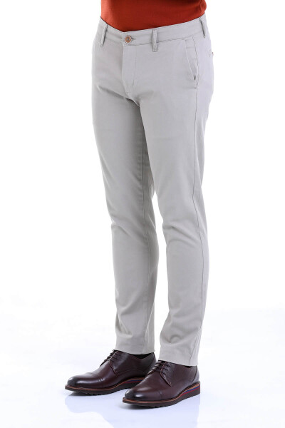 Gri Regular Fit Düz Pamuklu Yandan Cep Kanvas Pantolon - 3