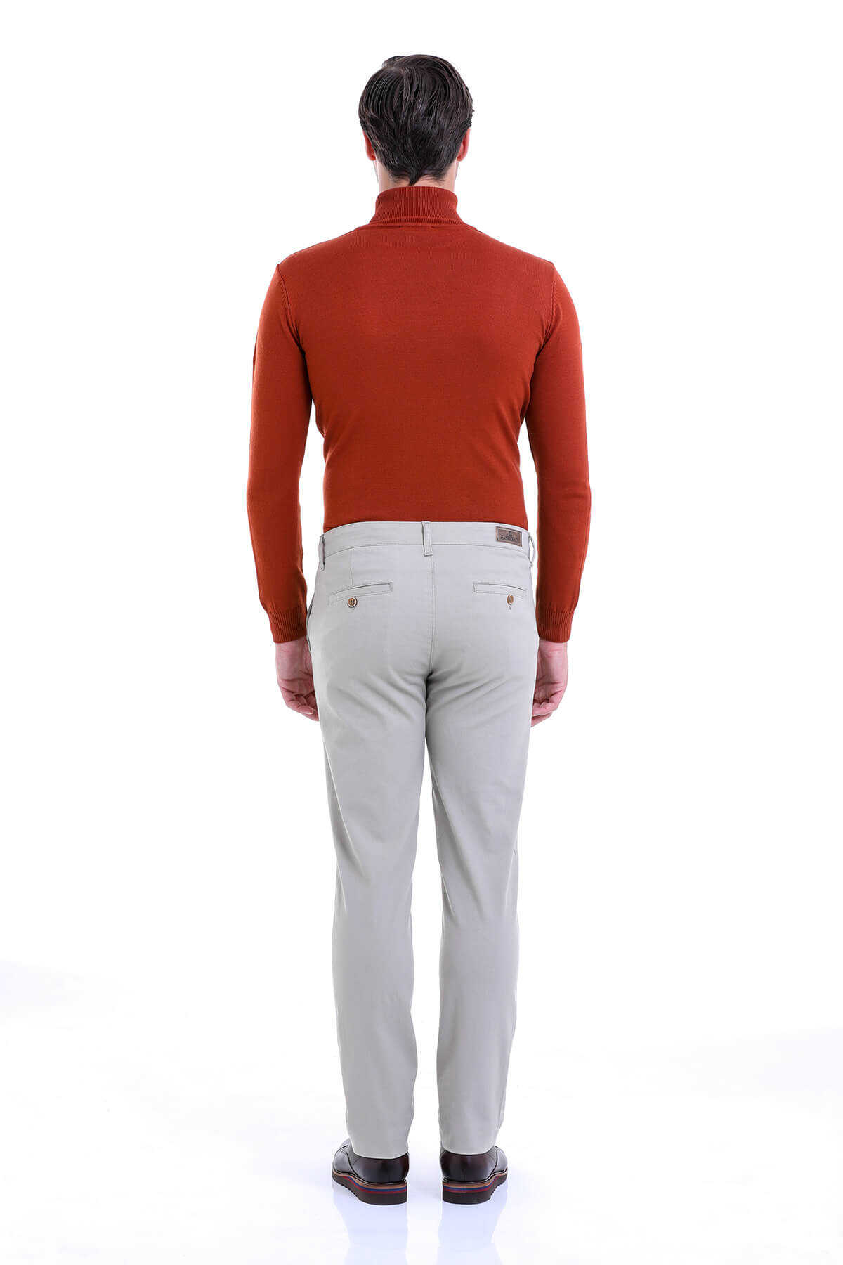 Gri Regular Fit Düz Pamuklu Yandan Cep Kanvas Pantolon - 5