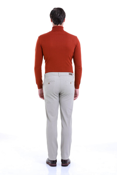 Gri Regular Fit Düz Pamuklu Yandan Cep Kanvas Pantolon - 5