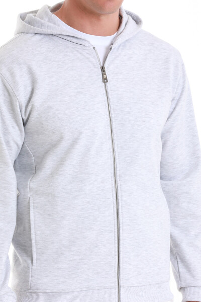 Gri Regular Fit Pamuklu Fermuarlı Sweatshirt - 6