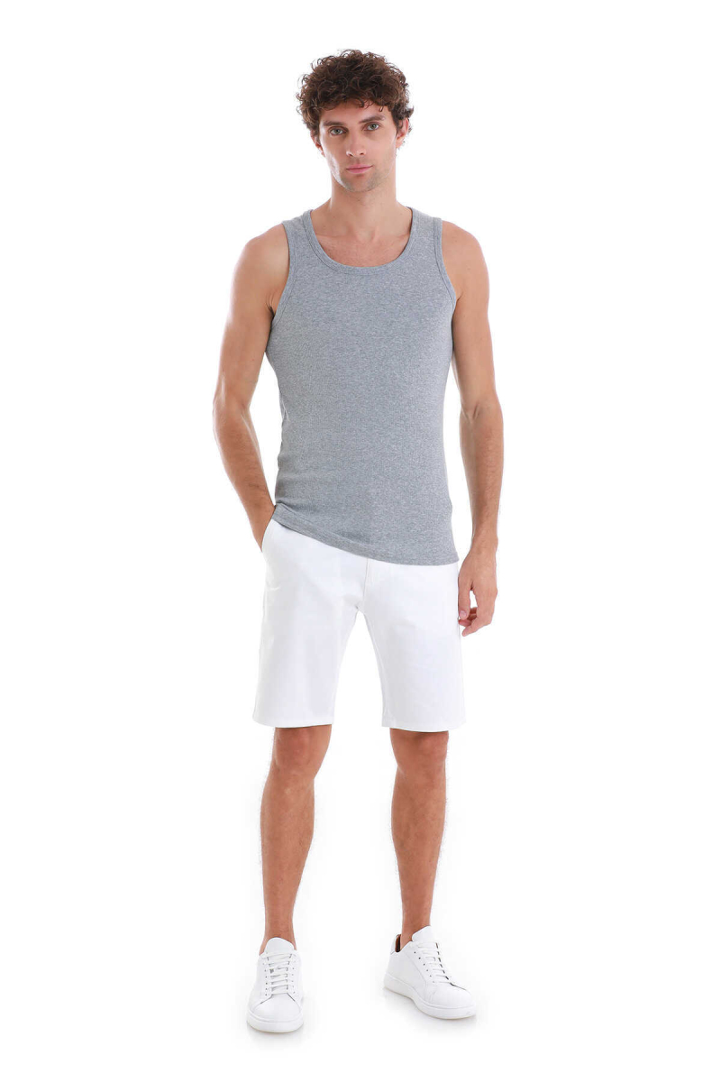 Gri Regular Fit Pamuklu Örme Atlet - Hatemoğlu (1)