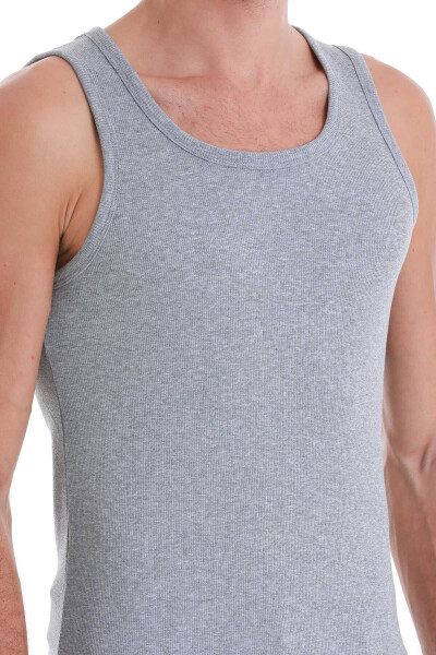 Gri Regular Fit Pamuklu Örme Atlet - 5