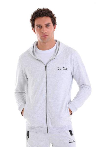 Gri Regular Fit Pamuklu Tam Boy Fermuarlı Sweatshirt - 2