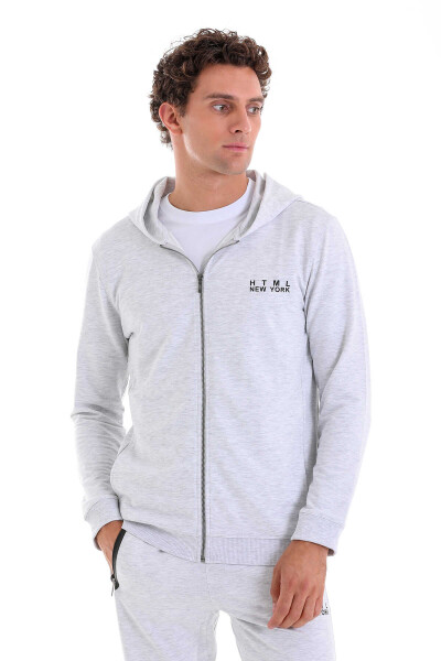 Gri Regular Fit Pamuklu Tam Boy Fermuarlı Sweatshirt - 4
