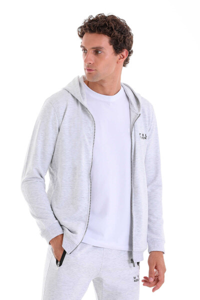 Gri Regular Fit Pamuklu Tam Boy Fermuarlı Sweatshirt - 7