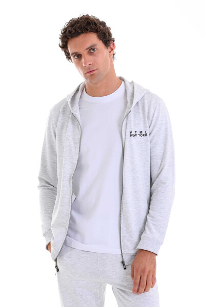Gri Regular Fit Pamuklu Tam Boy Fermuarlı Sweatshirt - 9