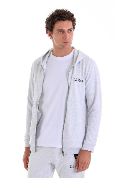 Gri Regular Fit Pamuklu Tam Boy Fermuarlı Sweatshirt - 11