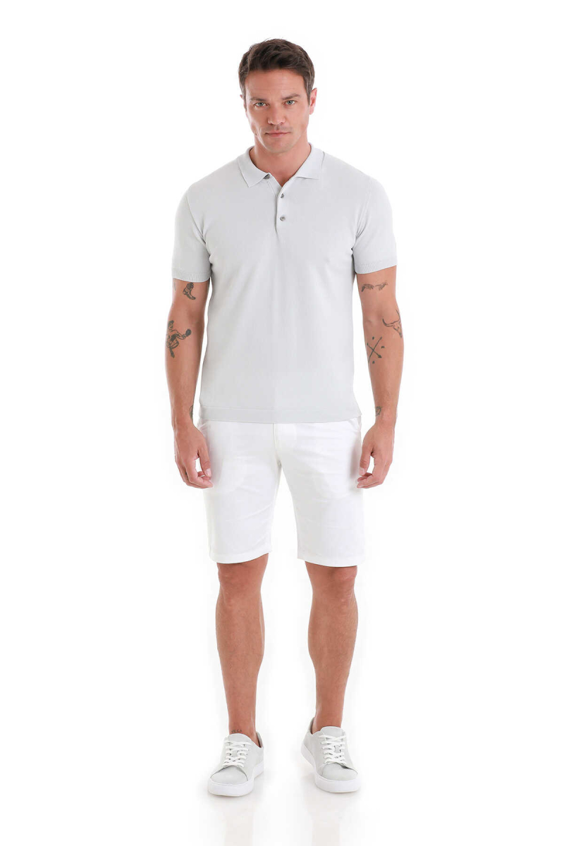 Gri Regular Fit Polo Yaka Rayon Tişört - Hatem Saykı (1)