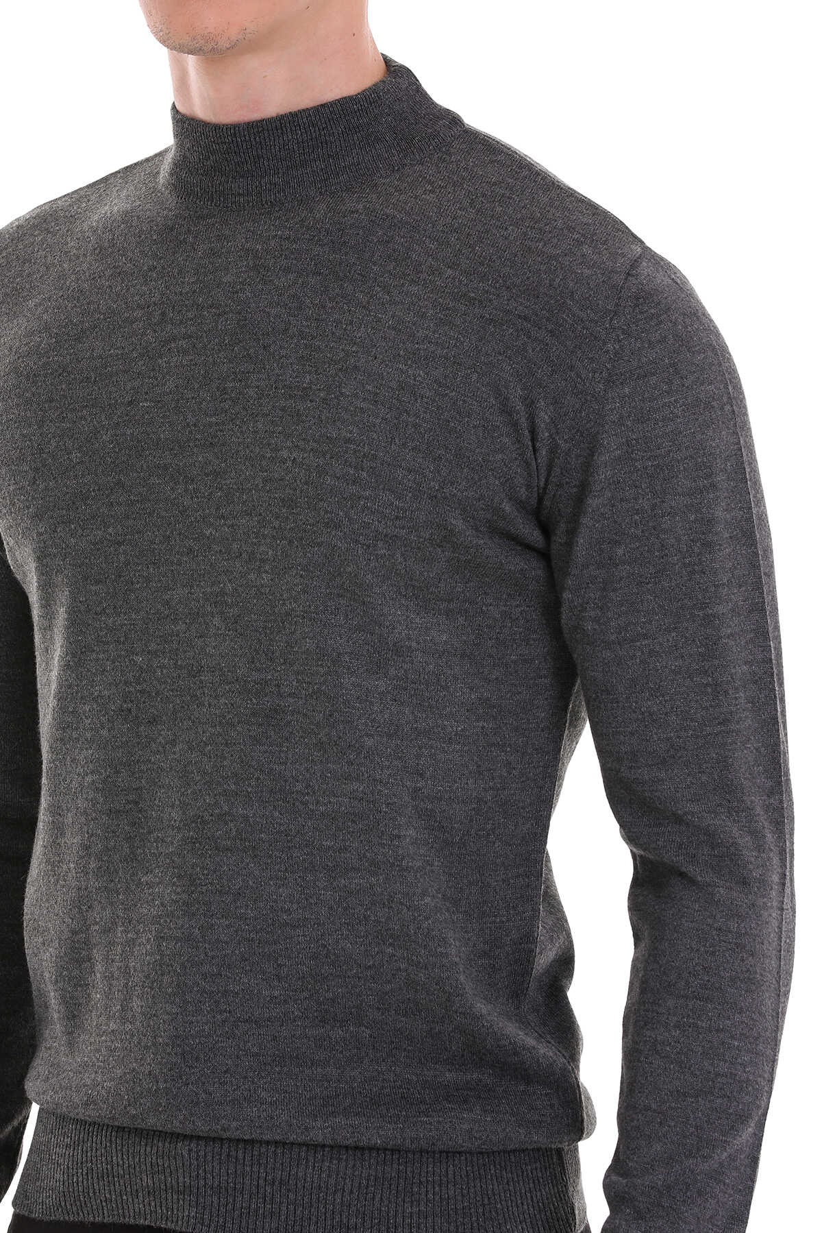 Gri Regular Fit Yarım Balıkçı Yaka Yünlü Triko Kazak - 5