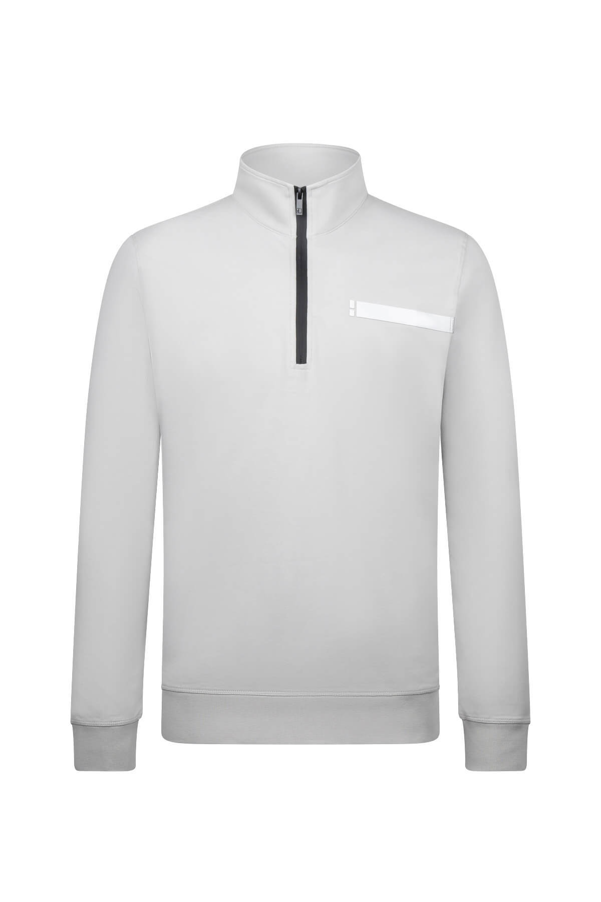 Gri Regular Fit Fermuarlı Yarım Balıkçı Yaka Pamuklu Sweatshirt - 1