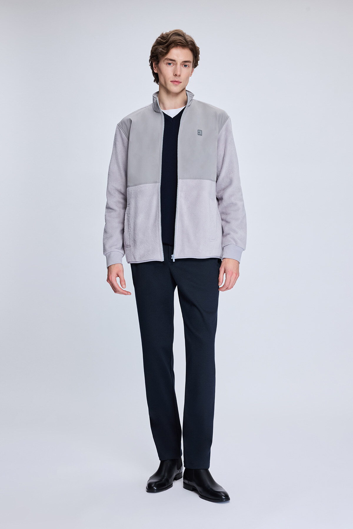 Gri Regular Fit Hakim Yaka Baharlık Mont - 2