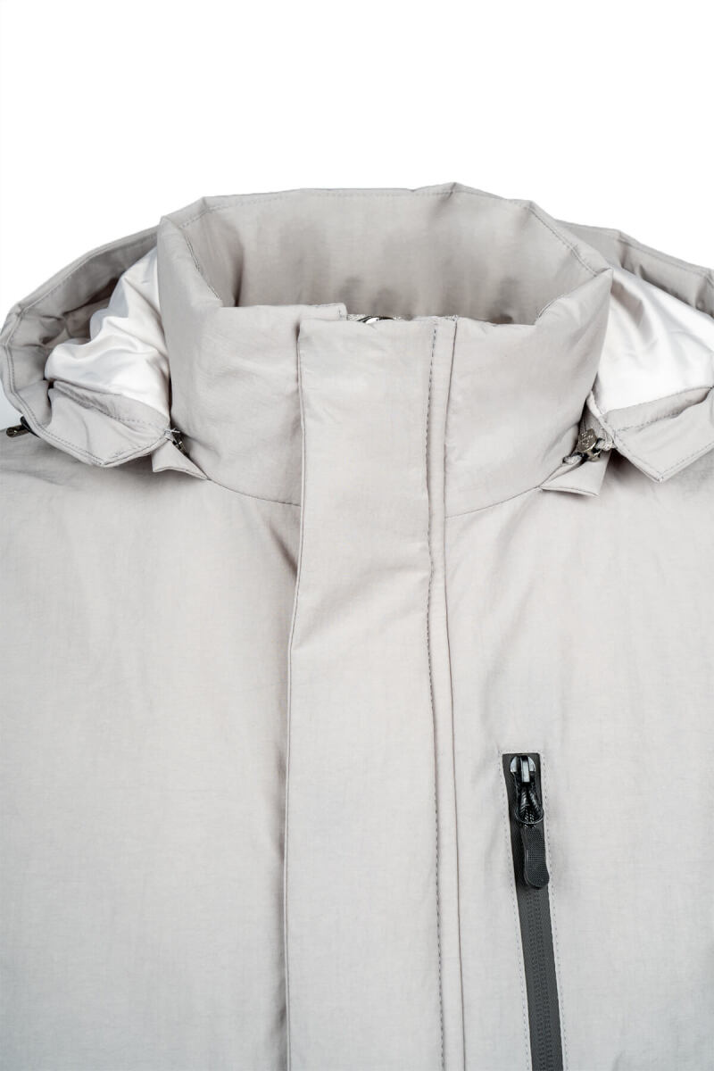 Gri Regular Fit Hakim Yaka Kapüşonlu Kaban - Hatem Saykı (1)