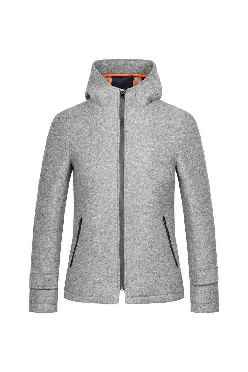 Gri Regular Fit Hakim Yaka Kapüşonlu Yünlü Kaşe Mont - Hatem Saykı