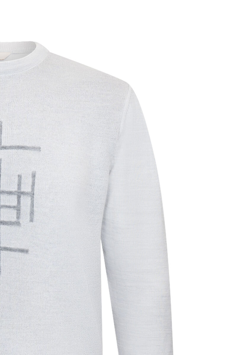 Gri Regular Fit Jakarlı Bisiklet Yaka Yünlü Triko Kazak - HATEM SAYKI (1)