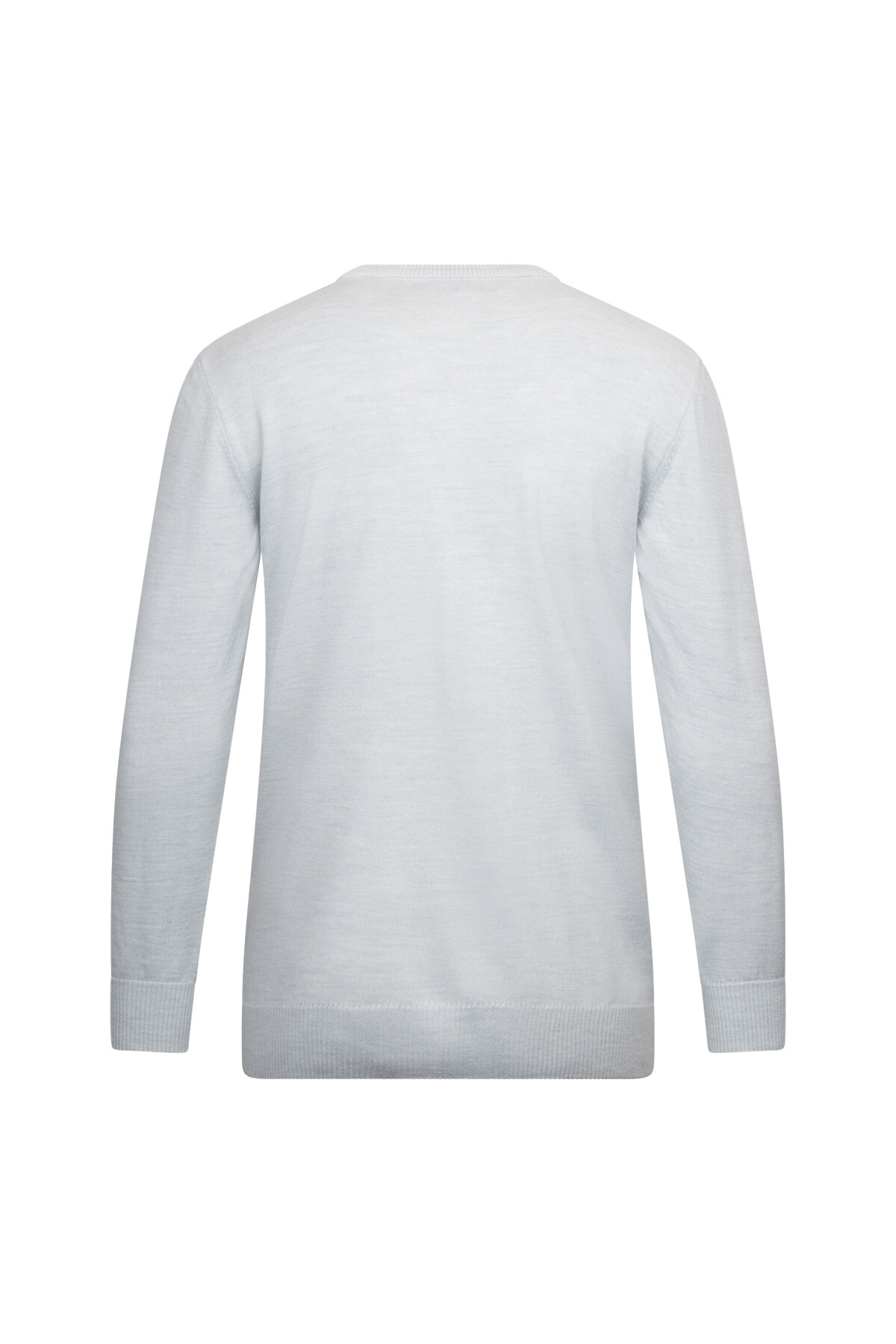 Gri Regular Fit Jakarlı Bisiklet Yaka Yünlü Triko Kazak - 2