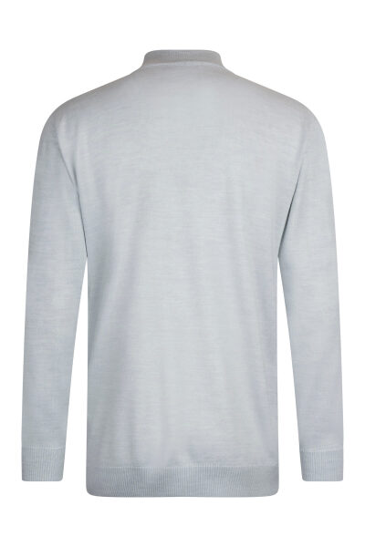 Gri Regular Fit Jakarlı Yarım Balıkçı Yaka Yünlü Kazak - 2