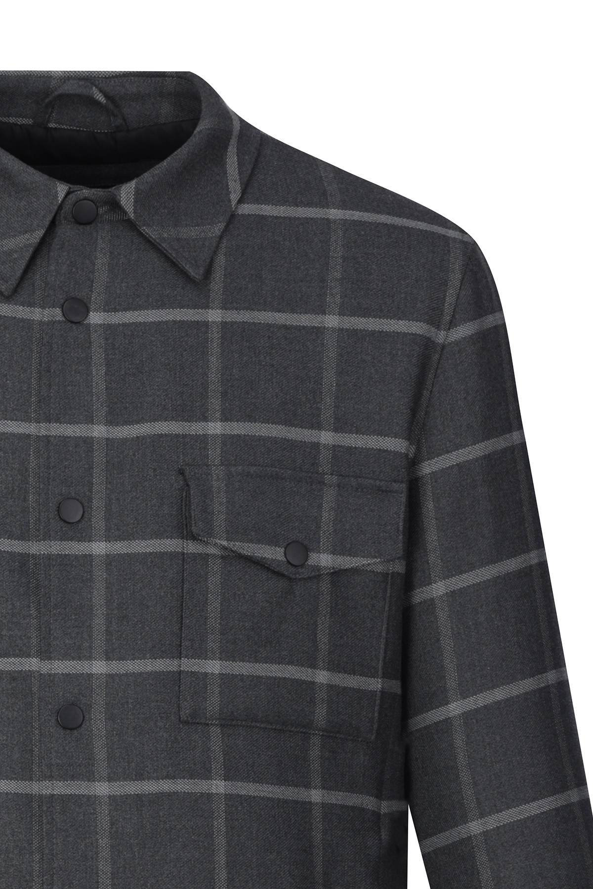 Gri Regular Fit Kareli Bebe Yaka Elyaflı Mont - 2