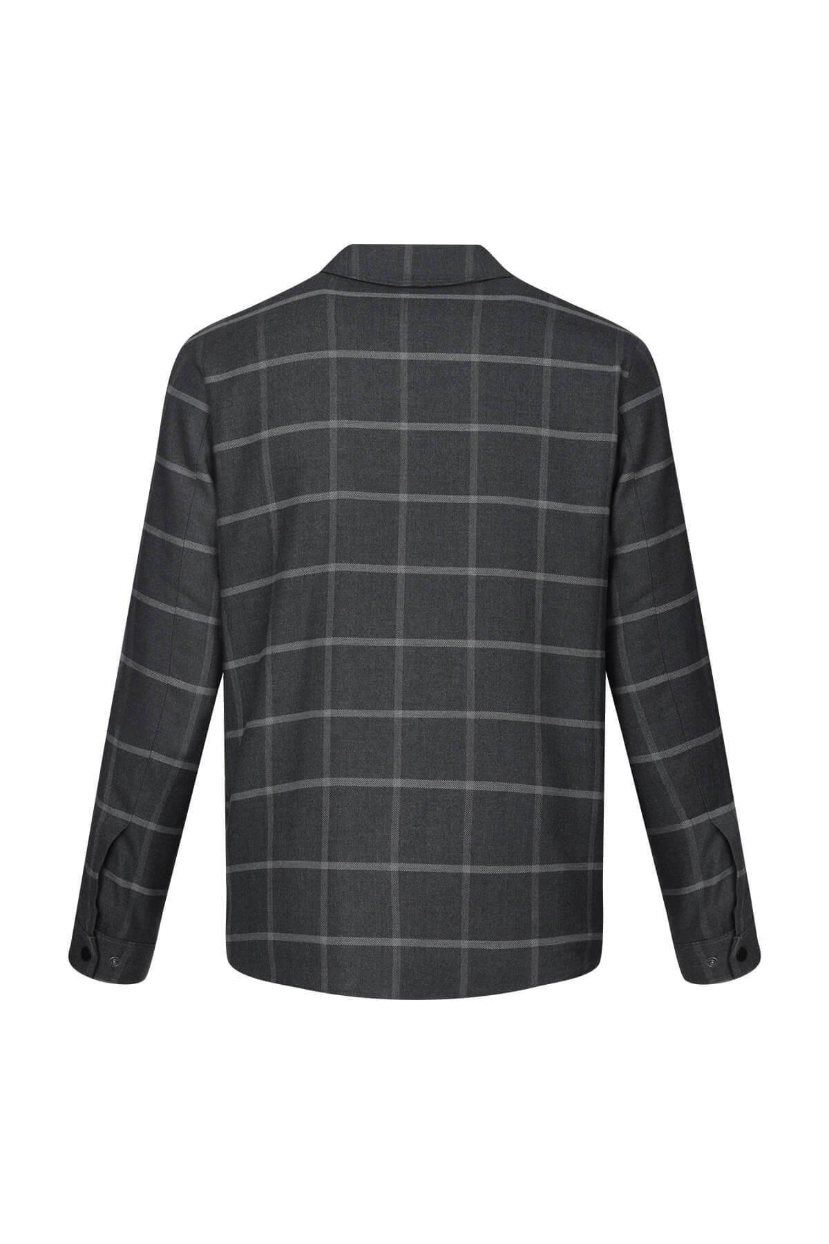 Gri Regular Fit Kareli Bebe Yaka Elyaflı Mont - 3