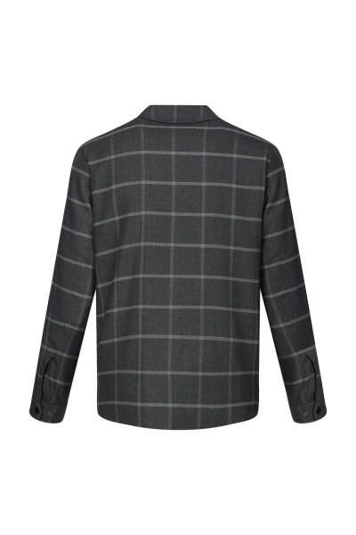 Gri Regular Fit Kareli Bebe Yaka Elyaflı Mont - 3