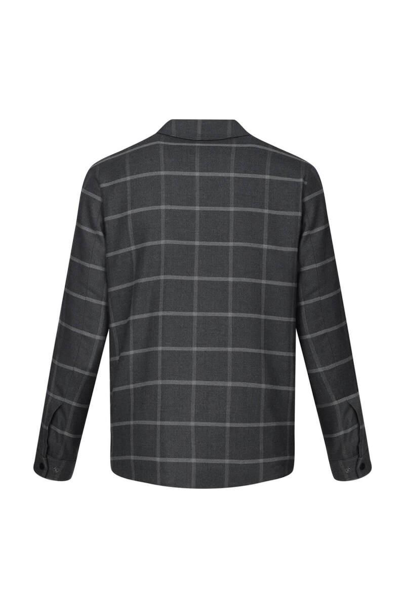 Gri Regular Fit Kareli Bebe Yaka Elyaflı Mont - Hatemoğlu (1)