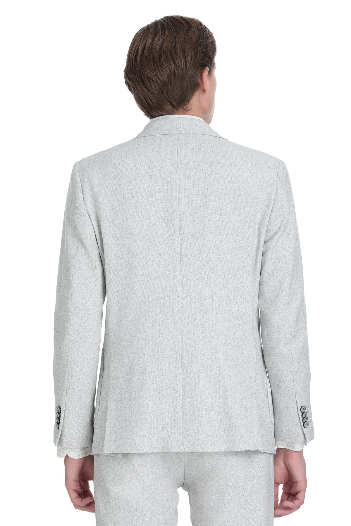 Gri Regular Fit Kruvaze Takım Elbise - 7