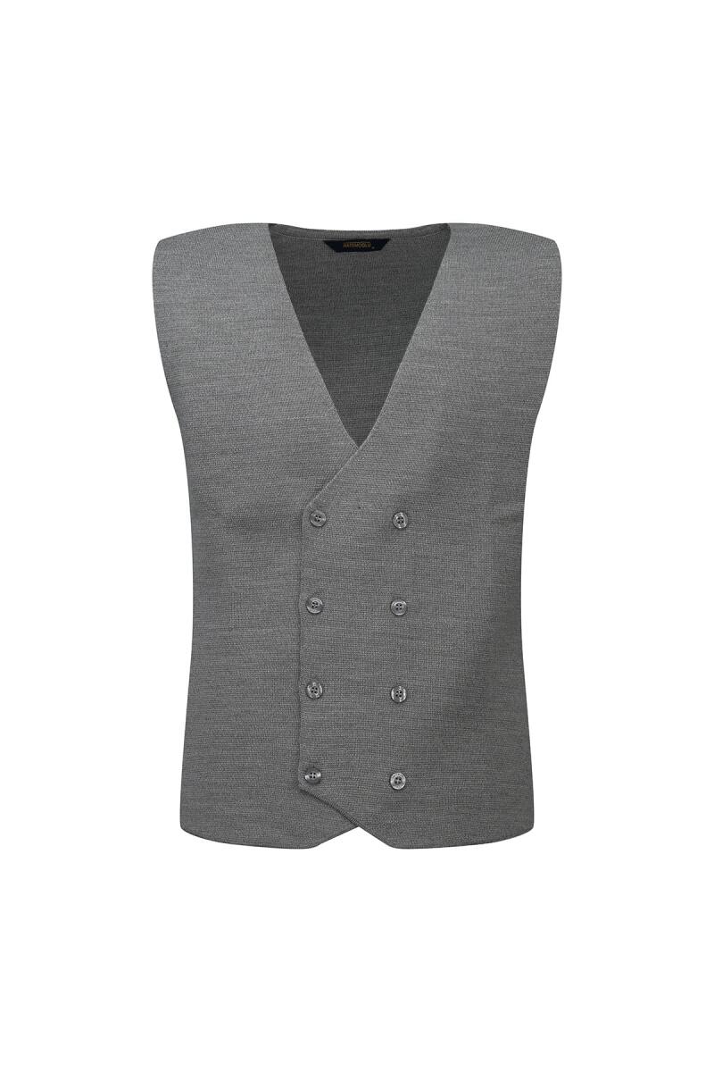 Gri Regular Fit Kruvaze Triko Yelek - Hatemoğlu