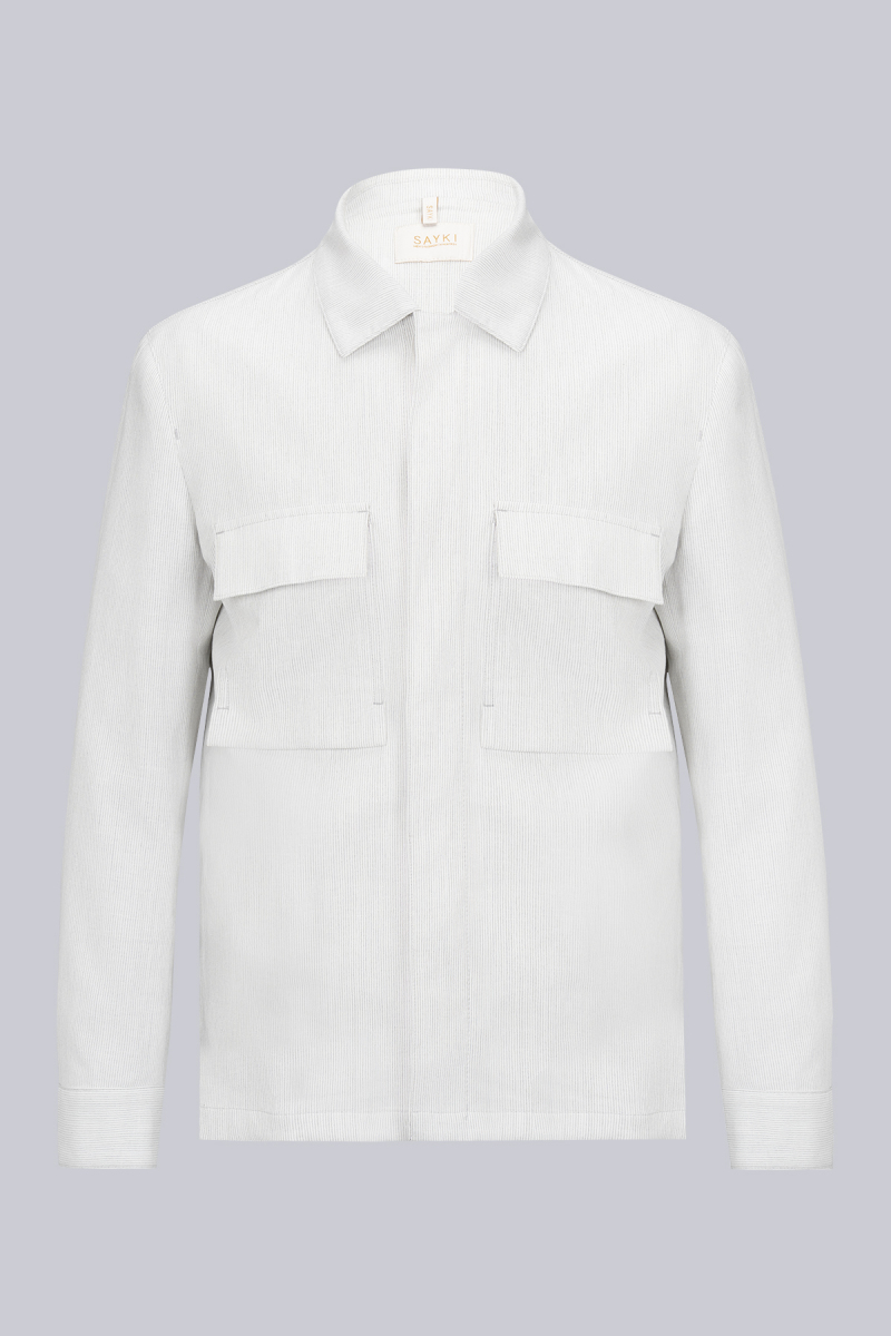 Gri Regular Fit Mono Yaka Çizgili Takım Elbise - Saykı (1)