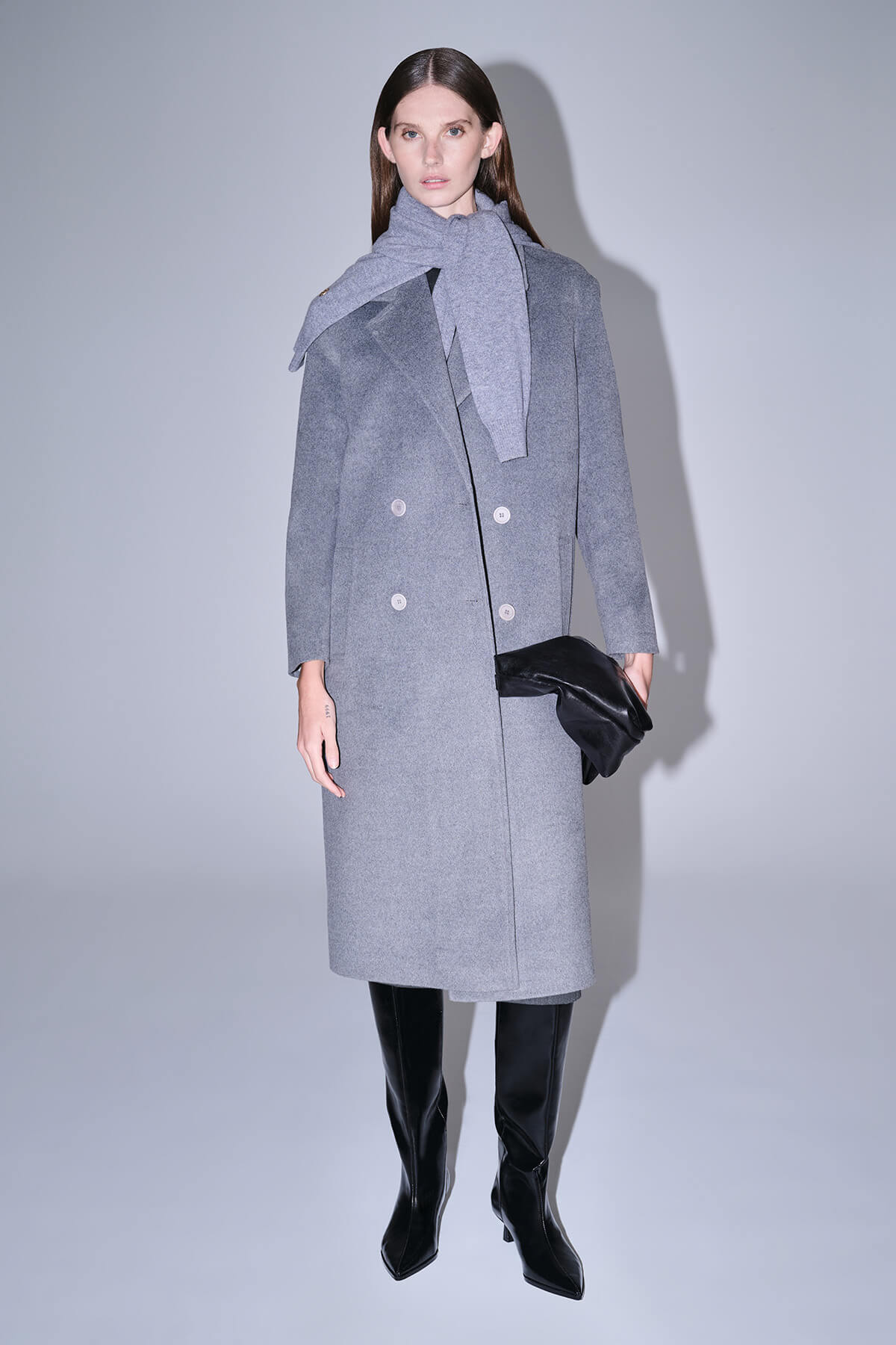 Saykı Woman Gri Regular Fit Mono Yaka Kaşe Manto - 2