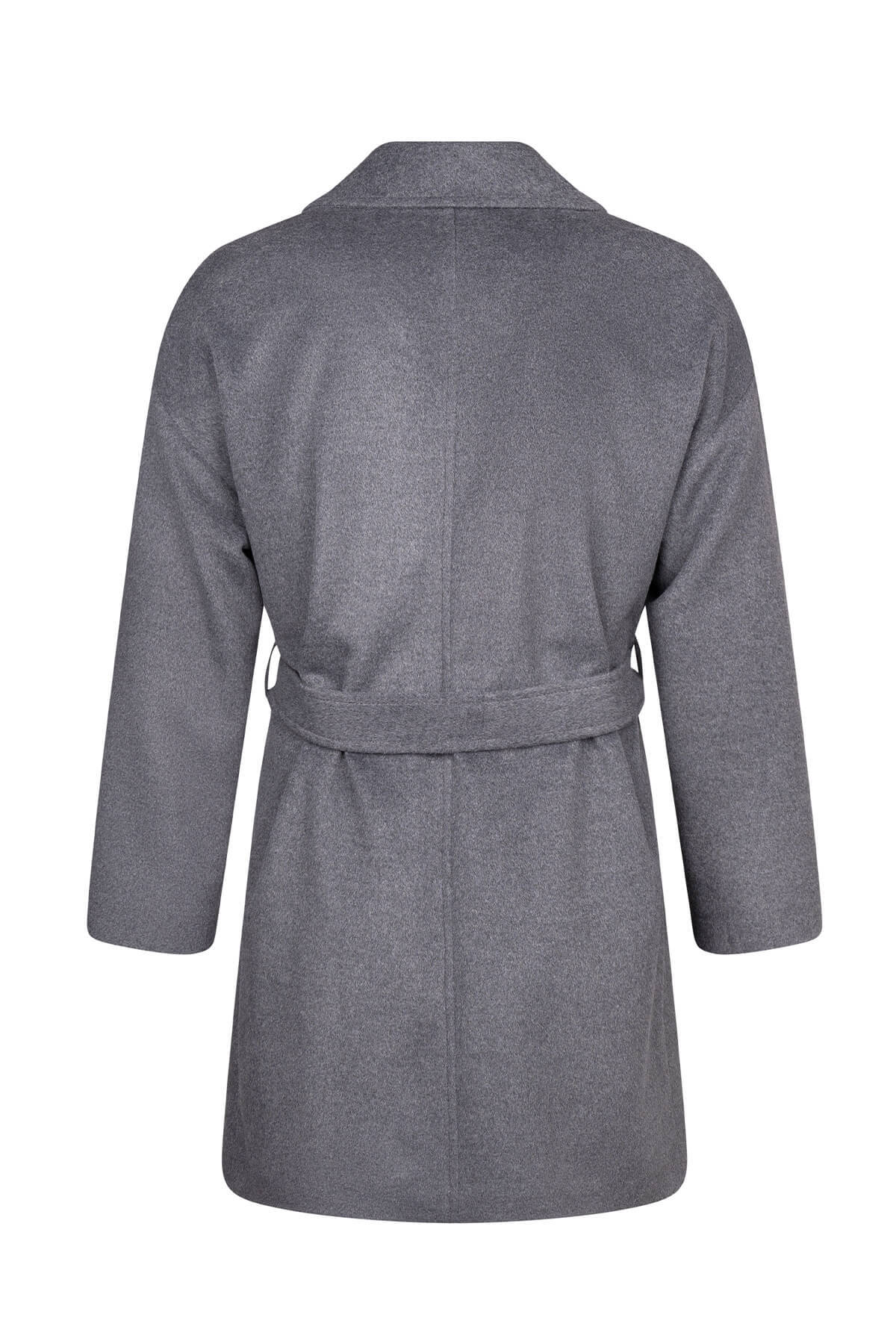 Saykı Woman Gri Regular Fit Mono Yaka Yünlü Manto - 10