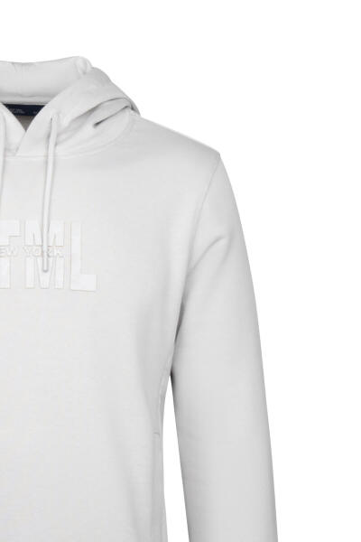 Gri Regular Fit Pamuklu Kapüşonlu Kanguru Cepli Sweatshirt - 3