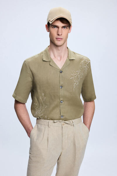 Gri Regular Fit Yandan Cep Keten Pantolon - 2