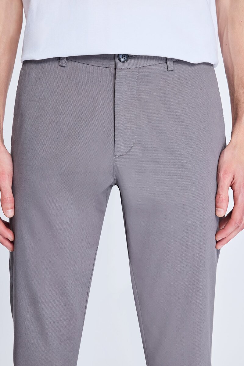 Gri Regular Fit Yandan Cepli Casual Kanvas Pantolon - Hatem Saykı (1)
